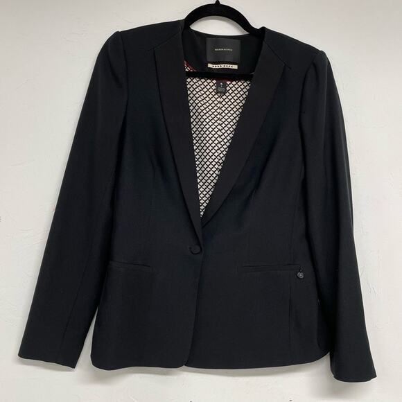 Maison Scotch Black Single Button Closure Classic Blazer Womens S Collarless - Picture 1 of 10